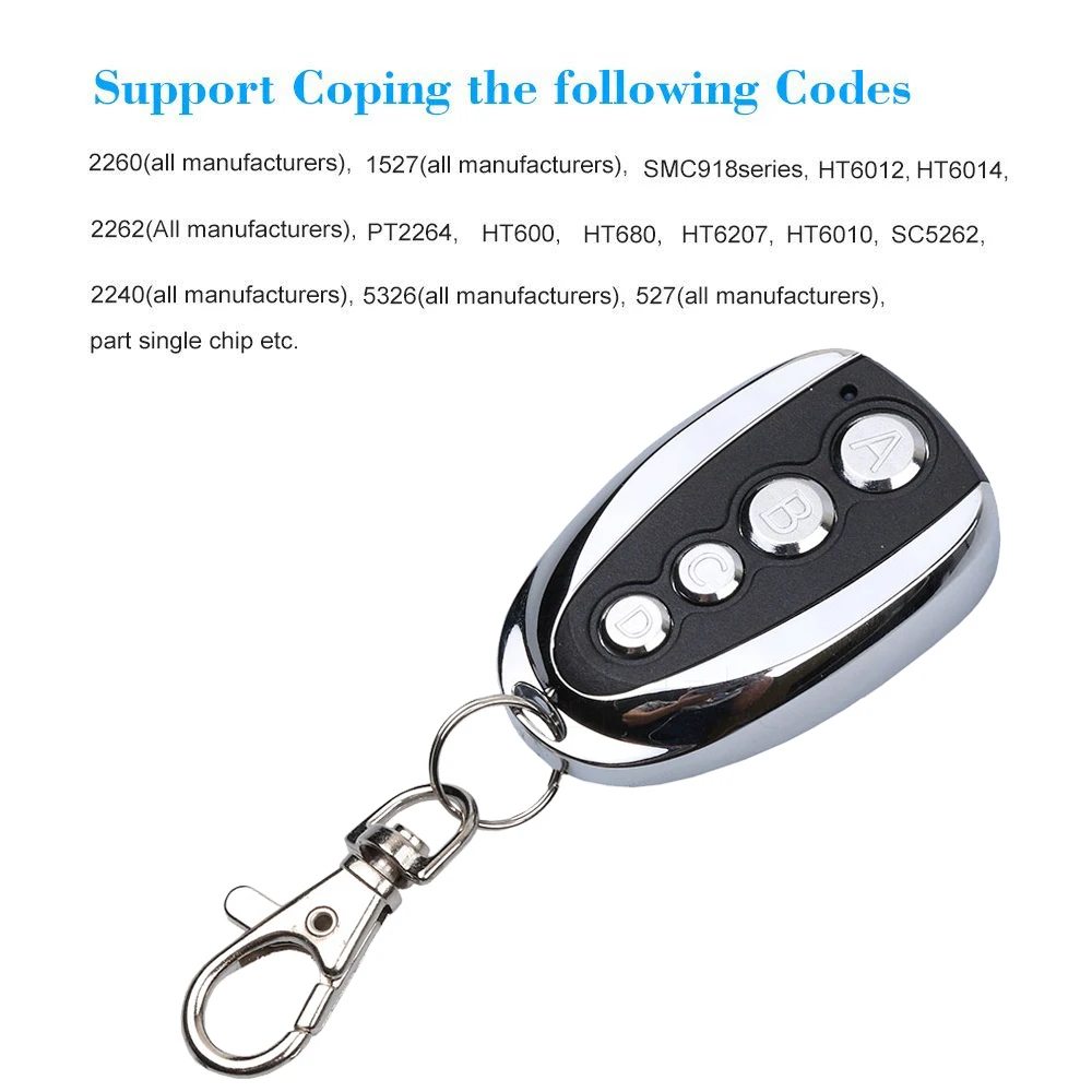 433Mhz Copy Code ABCD Key Remote Duplicator Garage Door Remote Control 4CH Opener Electric Face to Face Car Gate Transmitter