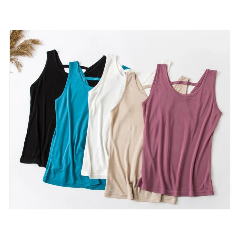 Silk Knitted Sleeveless Women Tank Top  girl Basic Camisoles Summer Shirts Solid Color Top Multicolor