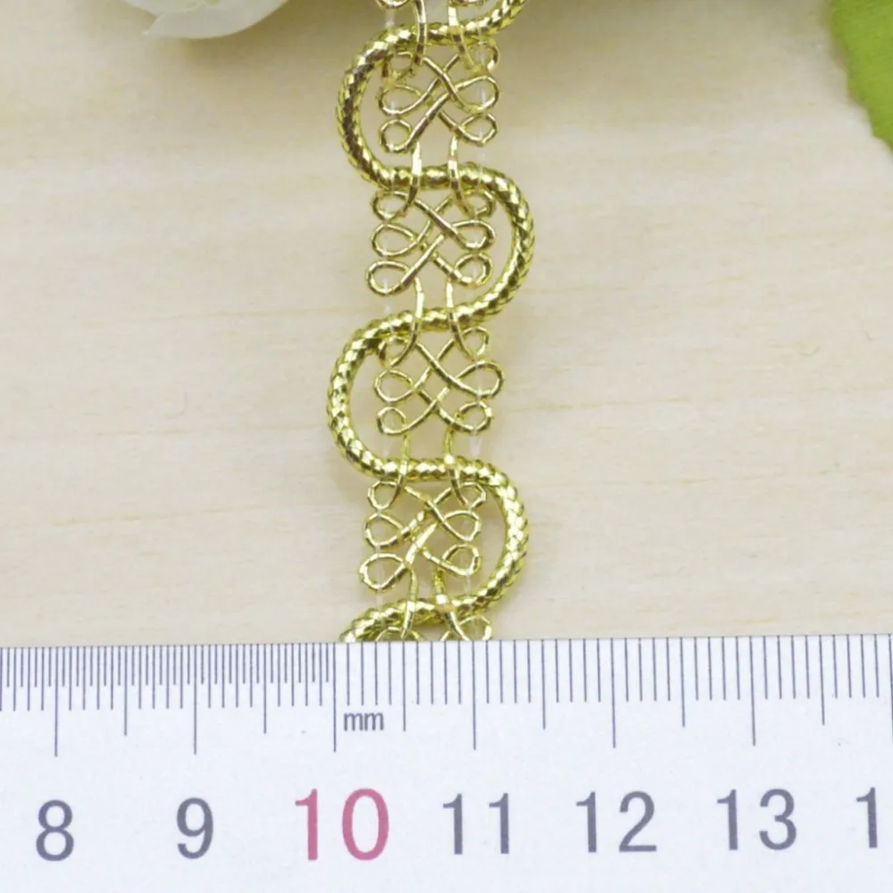 5Meters Gold Curve Lace Trim Wave Designer Sewing Lace High Quality 1.5cm 