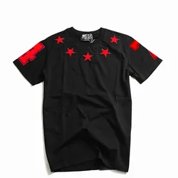 New Novelty 2019 Men Embroidery stars 7 4 T Shirts T-Shirt Hip Hop Skateboard Street Cotton T-Shirts Tee Top Kenye #32