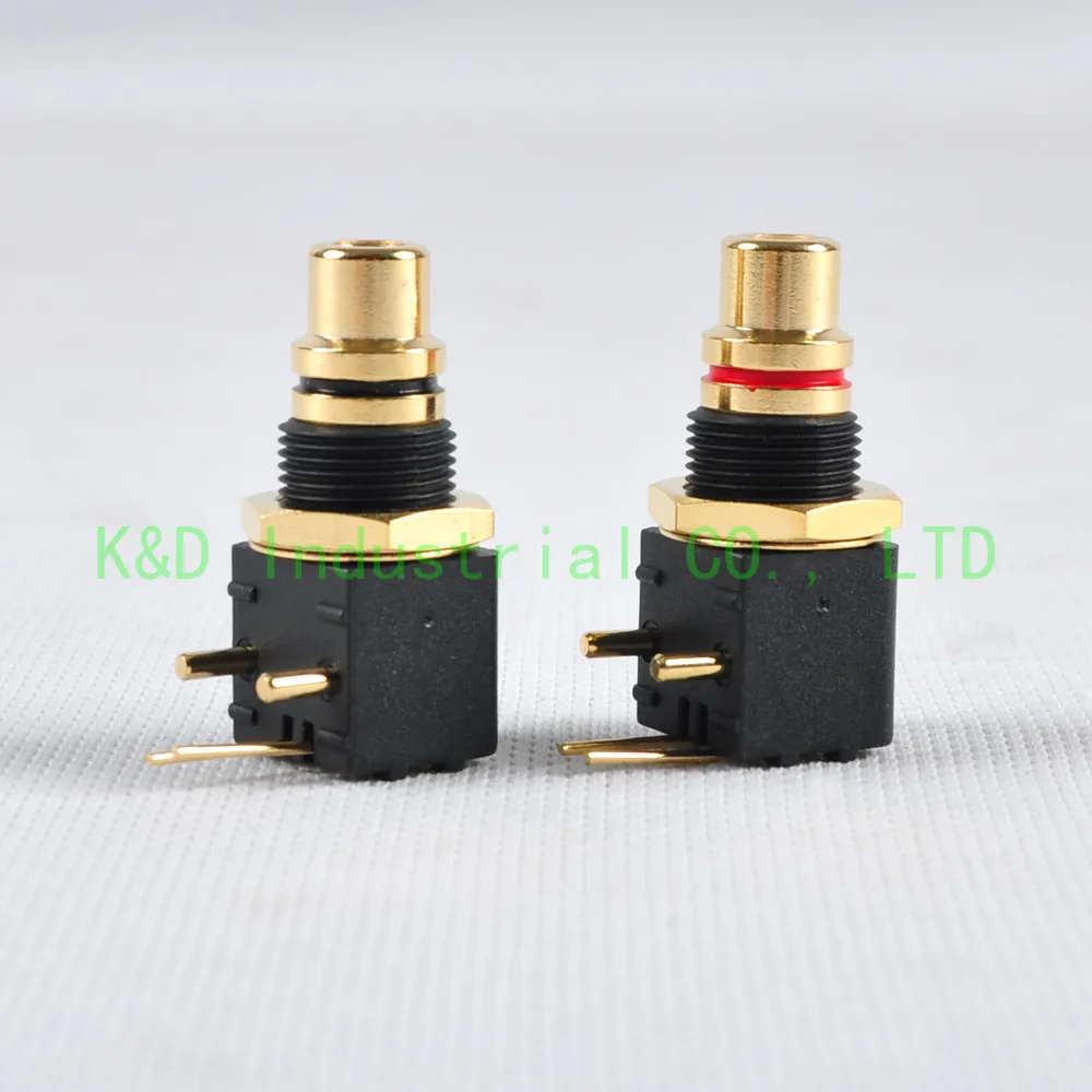 1pair Gold Plate RCA Audio Plug PCB Mount Jack Male Solder Locking Grade Connector