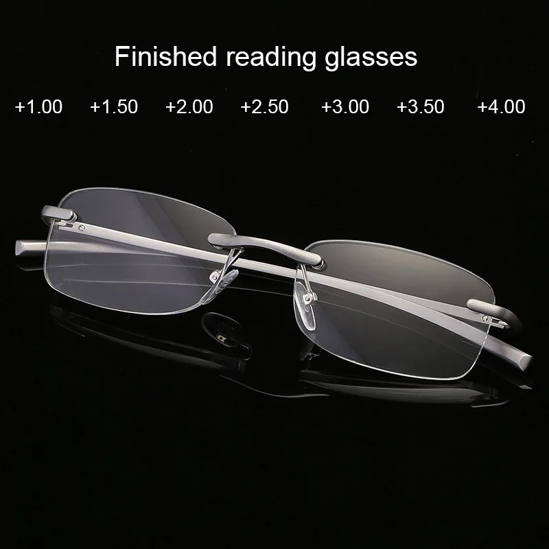 Reading Glasses Glass Rimless Readers Lightweight Reading Glasses Rectangle Mens Womens Spring Hinge Fashion +1.0 +1.5 +2.0