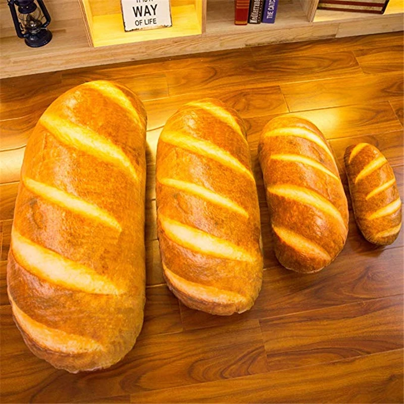 Funny 3D Simulation Snack Bread Shape Pillow Soft Lumbar Cushion Plush Stuffed Toy Oblong Pillow Unique Gift For Friends