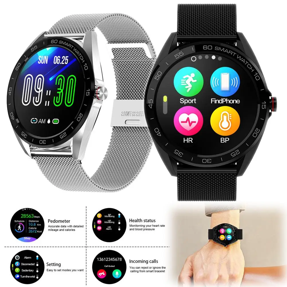 Stainless Steel Smart Watch Smartwatch Heart Rate Monitor Wristwatch for Men Women Samsung S9 S8 A9 A8 iPhone X 8Plus