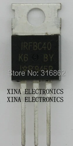 

IRFBC40PBF IRFBC40 BC40 600V 6.2A TO-220 ROHS ORIGINAL 10PCS/lot Free Shipping Electronics composition kit