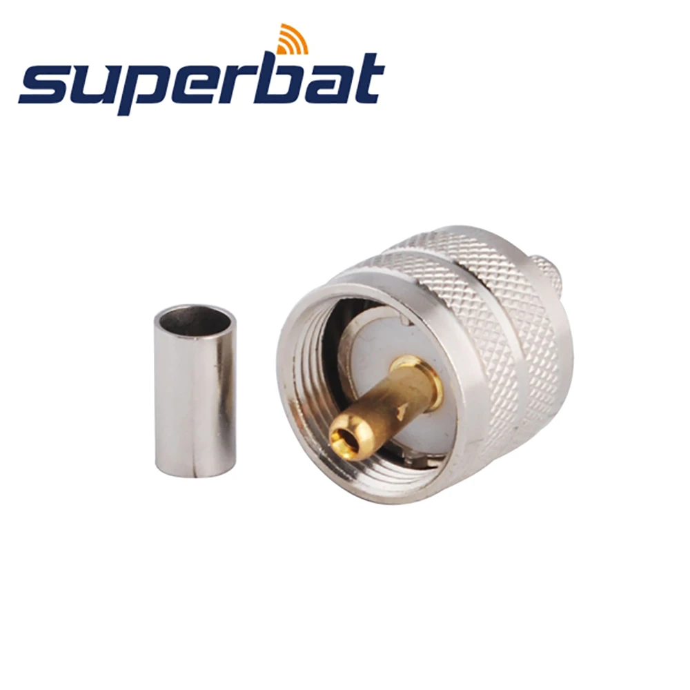 Superbat 10pcs UHF Crimp Male RF Coaxial Connector for RG58 RG400 RG142 LMR195 Cable