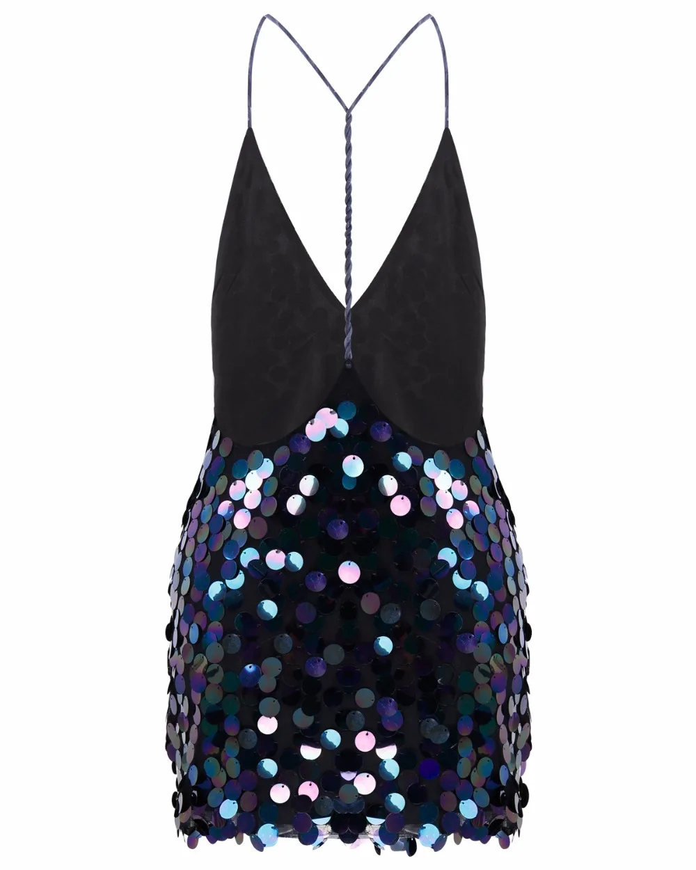 2021 Backless V Neck Sparkle Shinny Halter Women Disc Sequin Slip Dress A-Line Evening Party Dress Summer Beach Sundress New