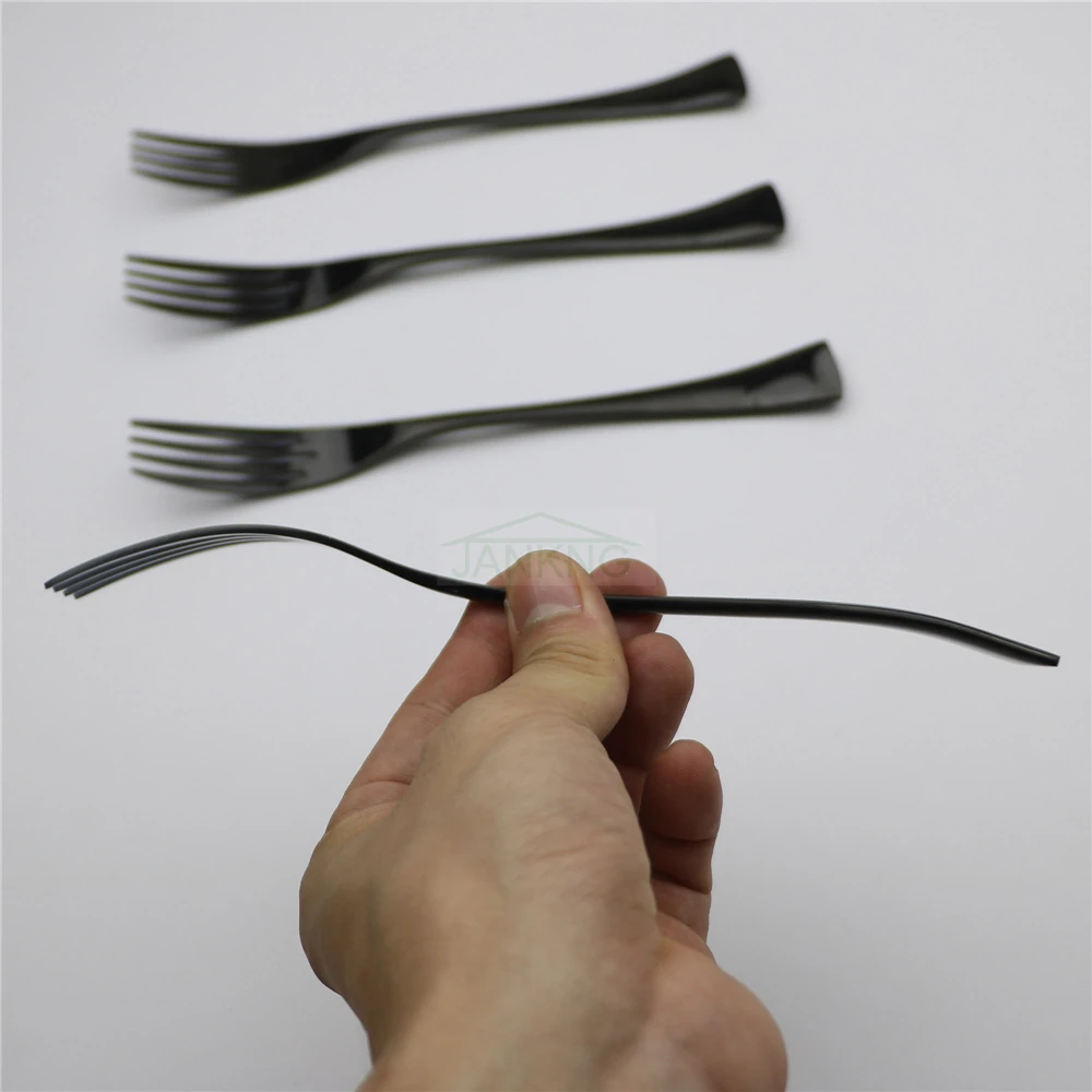 JANKNG 4 Pcs/Lot Black Dessert Fork Flatware Set Polishing Stainless Steel Fork for Dinner Salad Dessert  Fruit Fork Cutlery Set