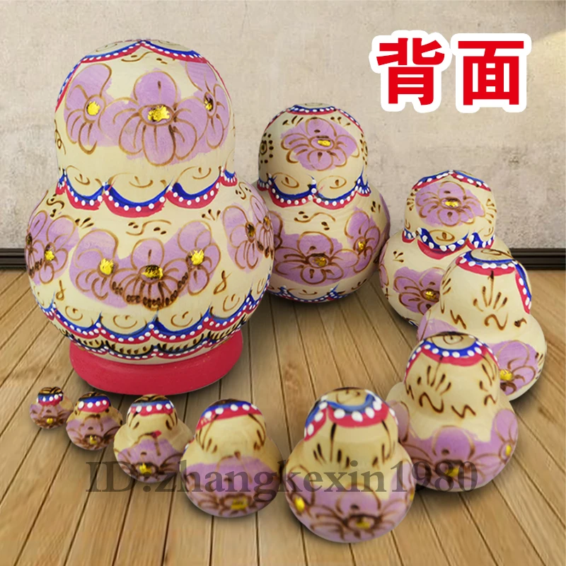 10 sztuk/zestaw 15cm Matryoshka Doll ręcznie malowane drewniane lalki urodziny prezent artykuły do wyposażenia wnętrz zabawki dla dzieci