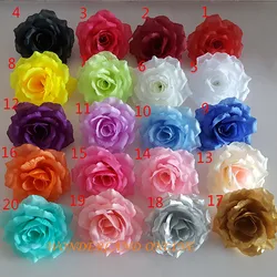 300PCS 21Colors 10CM Artificial Silk Rose Flower Heads for DIY Wedding Wall Arch Background Props Kissing Ball Accessory Decor