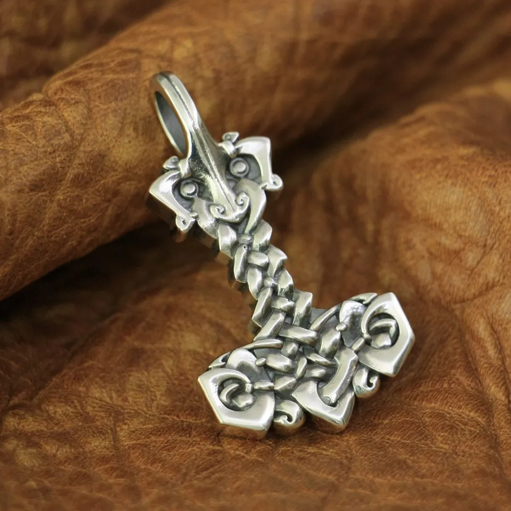 

LINSION High Details Thor's Hammer Pendant 925 Sterling Silver Mens Biker Pendant TA138