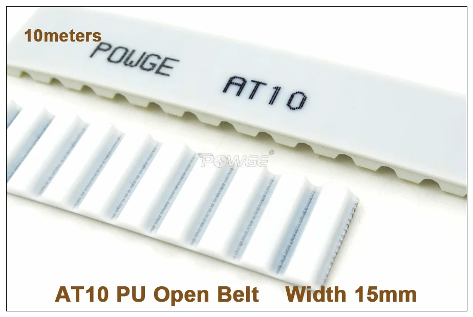 

POWGE 10meters AT10 Timing Belt Width 15mm AT10 15 PU With Steel Core Belt Pitch=10mm T10 AT10-15 Metric Trapezoidal Belt