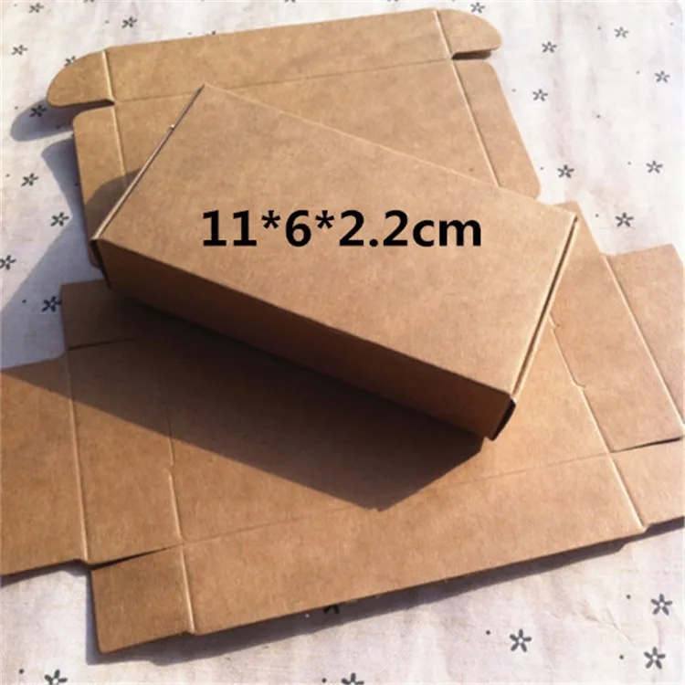 100pcs 11*6*2.2cm Natural Kraft Folded Christmas Gift Box, Storage/Small Jewelry Accessories Paper Fold Box