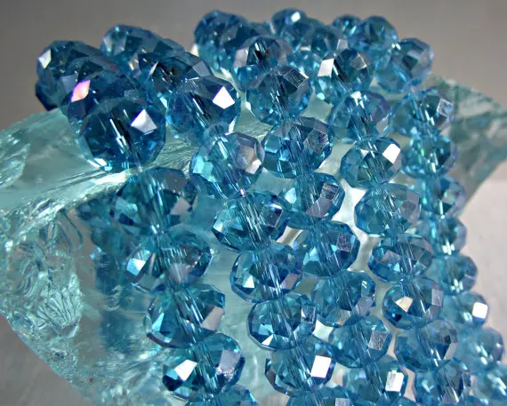 Free Shipping AB Aqua Blue 600pcs Strand 12x8mm  Crystal beads AAA Top Quality  Crystal Glass Faceted Rondelle Loose Bead