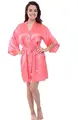 Women Silk Satin Short Night Printing Robe Kimono Robe Fashion Bath Robe Bathrobe Femme Wedding Bride Bridesmaid RobeZK09