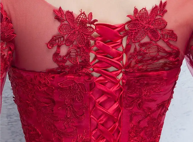 BANVASAC O cuello Apliques de encaje sirena vestidos de noche largos ilusión manga larga sin espalda fiesta vestidos de graduación