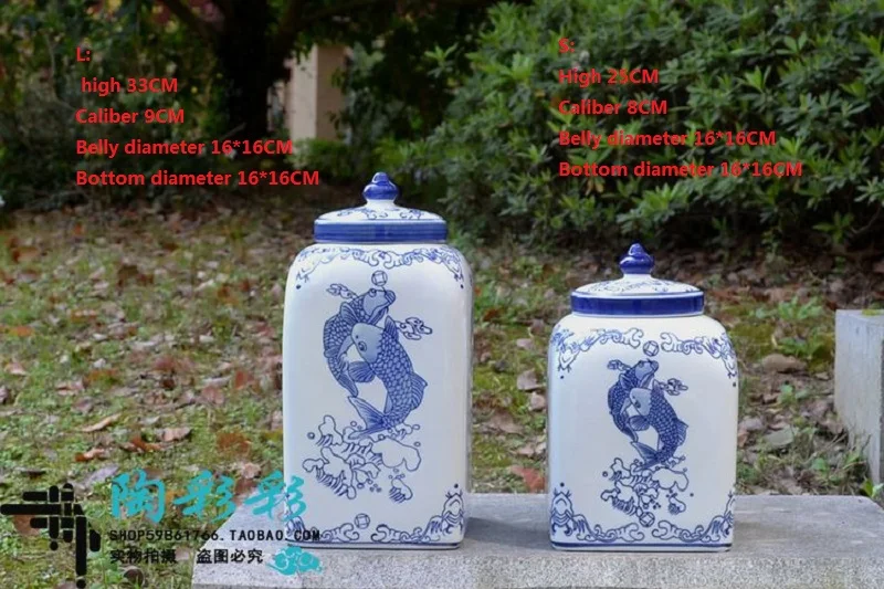 New Chinese ceramic ornaments blue and white decorative jars, portraits, decorations, porcelain furnishings