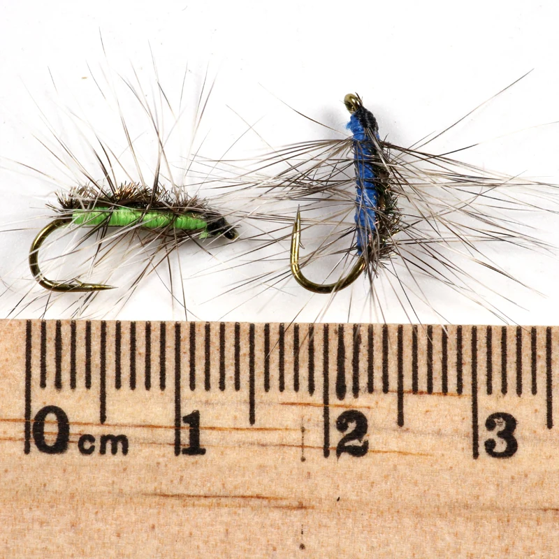 Bimoo 10PCS #12 Crackleback Gnat Fly Trout Fishing Dry Flies Peacock Herl Back Red Green Chartreuse Blue Color view 4