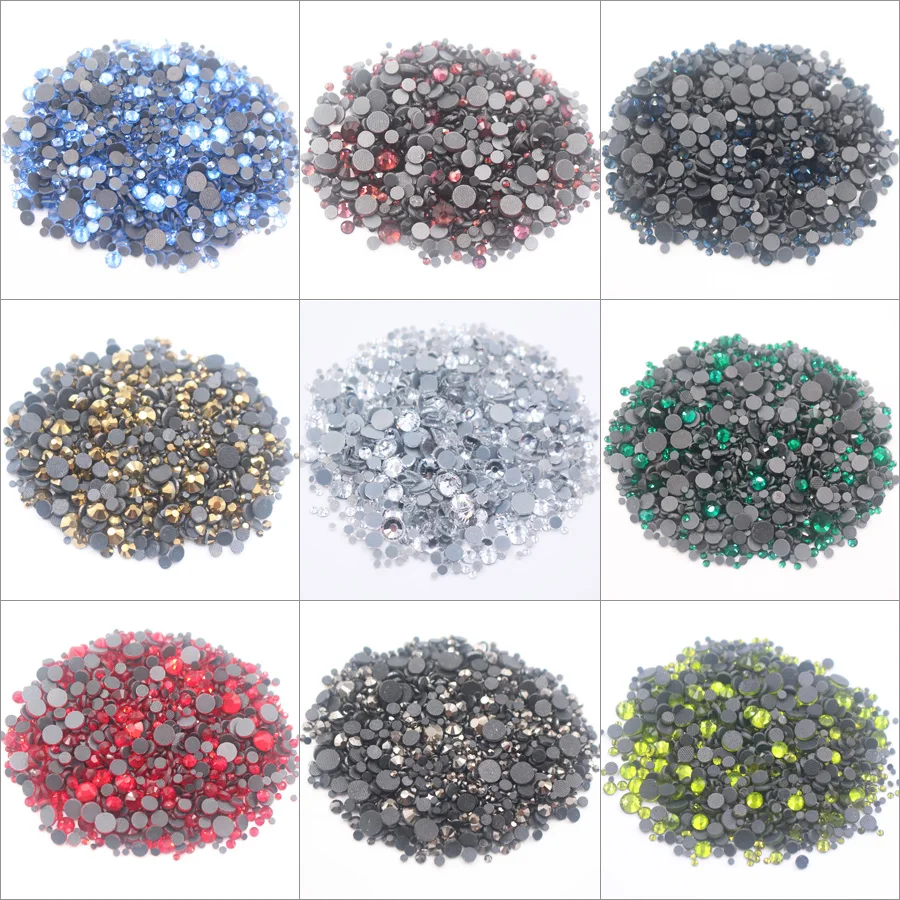 1500-3000PCS Mix size Rhinestones Super Bright Glass Strass Iron On Crystal Hot fix Rhinestone For Fabric Garment