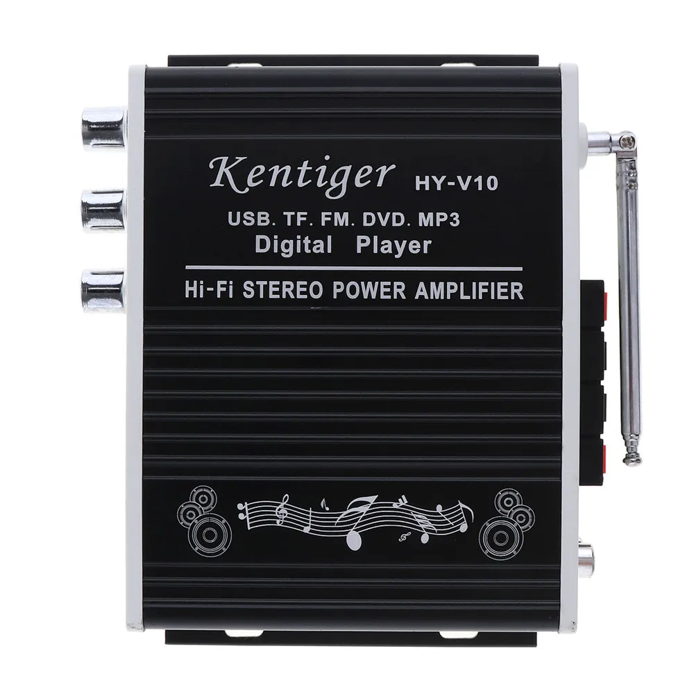 Kentiger DC12V 5A 20W x 2 2CH HI-FI Bluetooth Car Audio Power Amplifier FM Radio Player Support SD / USB / DVD / MP3 Input