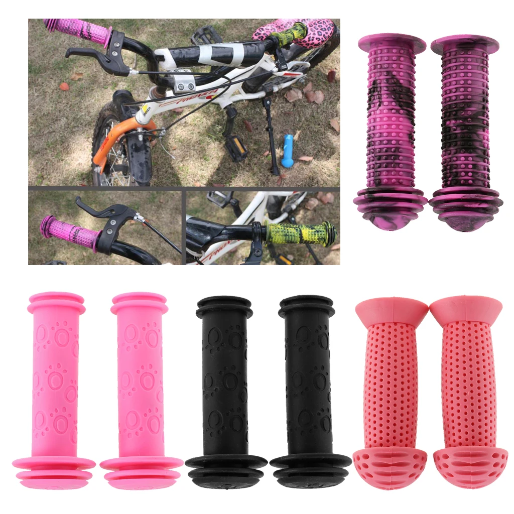 Apertos de guidão de bicicleta para crianças, antiderrapante borracha Hand Grips, crianças bicicleta triciclo e scooter, confortável e durável, 1 par