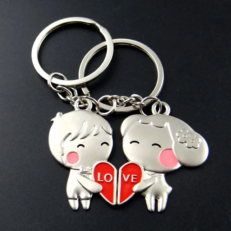 Anime Couple Keychain For Women Cartoon Key Chain On Bag Car Trinket Lovers Jewelry Wedding Valentines Gift