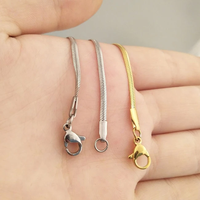 2 mm breite Edelstahl-Flachschlangenkette, wasserdichter Schmuck, verschiedene Längen, hohe Qualität – Detail 2