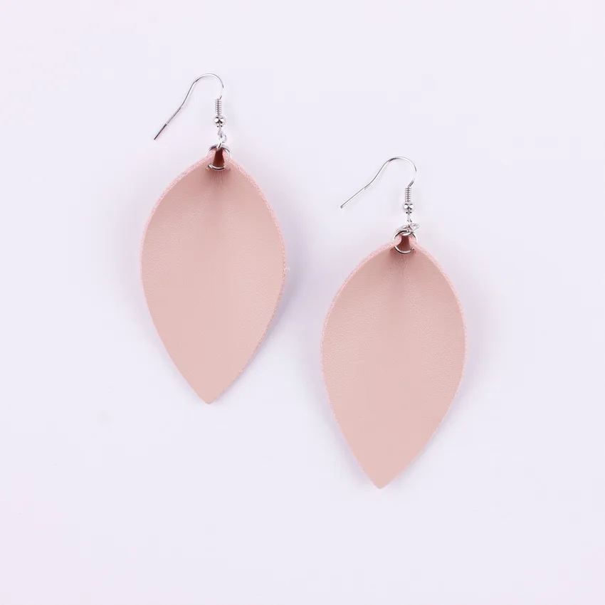 14 Colors New Leaf Leather Fashion Bohemian Earrings For Women Multicolors Leather Dangle Drop Earrings Jewelry Gift Wholesale