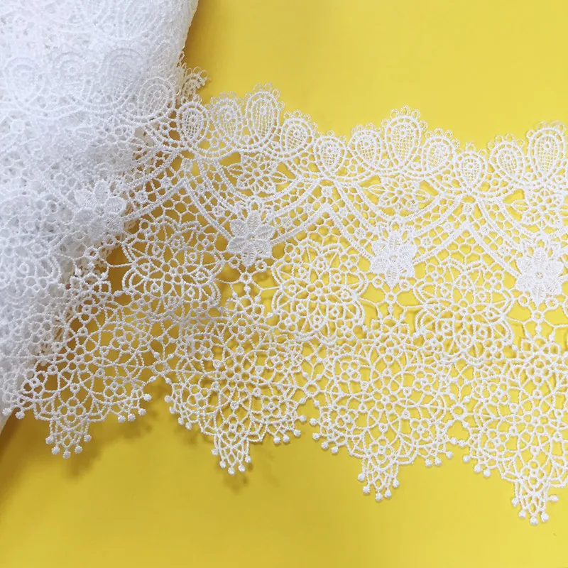

13.5cm 5.31" wide 3 yards ivory milk silk embroidery lace trim ribbon QL4K561