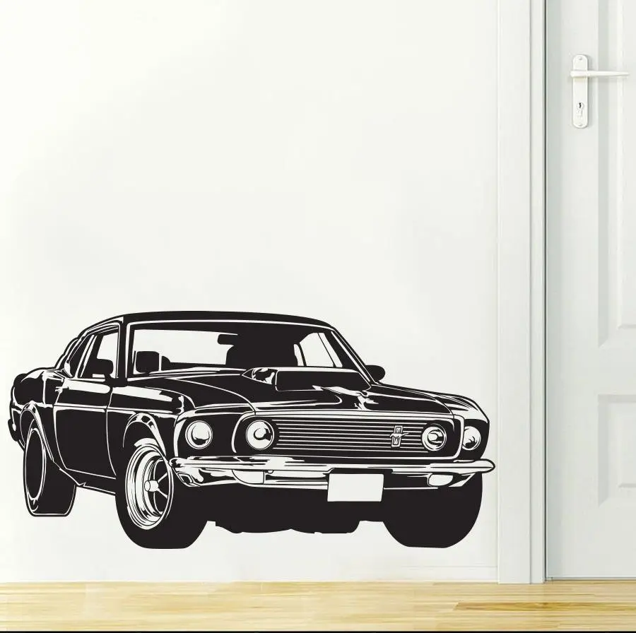 Shelby GT Ford Mustang Muscle Racing Car Wall Decal Art Decor Sticker Vinyl Wall Stickers Mural Wallpaper D248