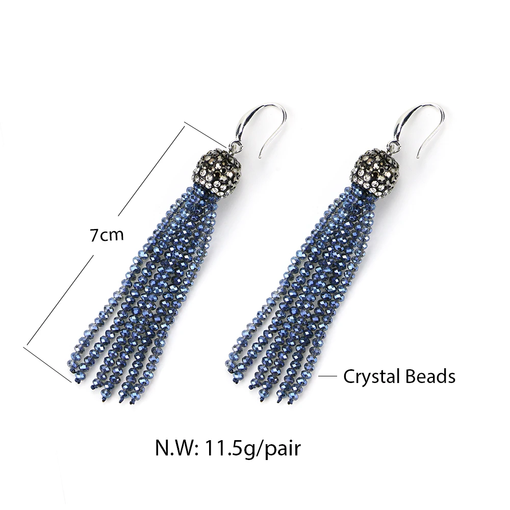 INKDEW Trendy Tassel Earrings Drop Earrings Long Earrings Multicolor Handmade Strand Crystal Earrings for Women Gift EA001