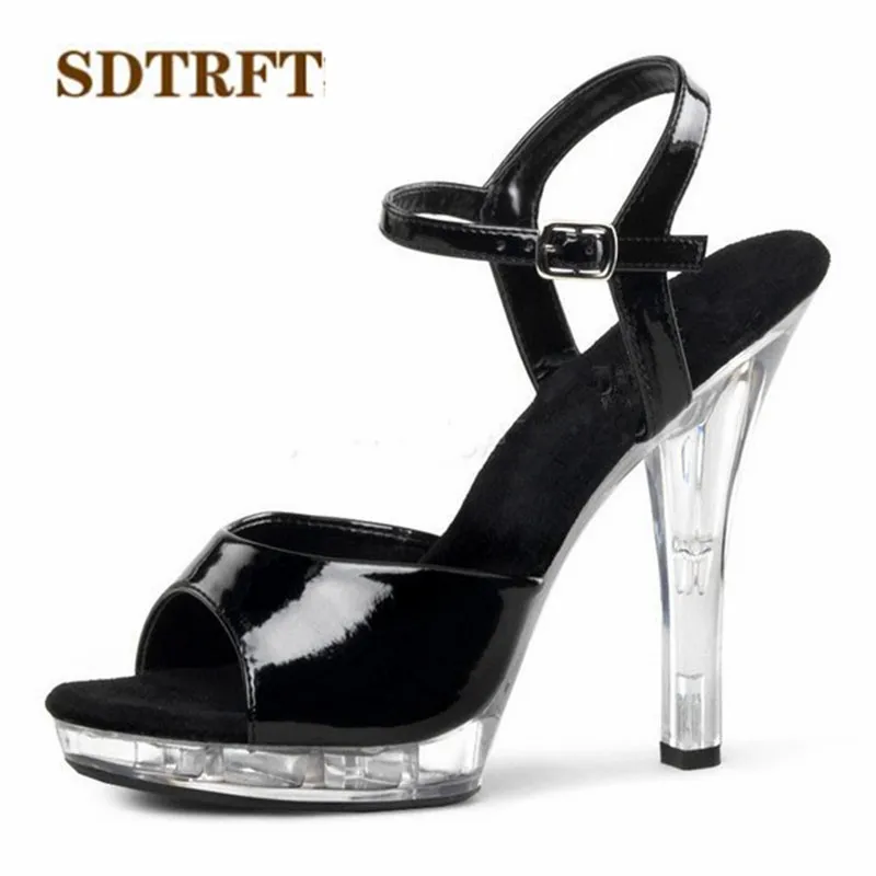 

SDTRFT Zapatos Mujer Peep Toe Sandals Plus:35-45 46 Summer 13cm Thin High Heels Wedding Pumps Platform Women Party Shoes