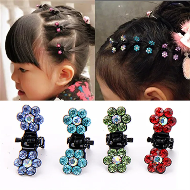 10 PCS New Baby Mini Plum Crystal Hair Claws Hairpins Girls Hair Accessories Children Hair Clips Kids Headwear Princess Barrette