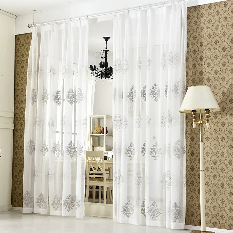 Custom Made Linen Embroidered Curtain Bedroom Window Tulle Gauze Grey Voile Curtains For Living Room Curtain Finished