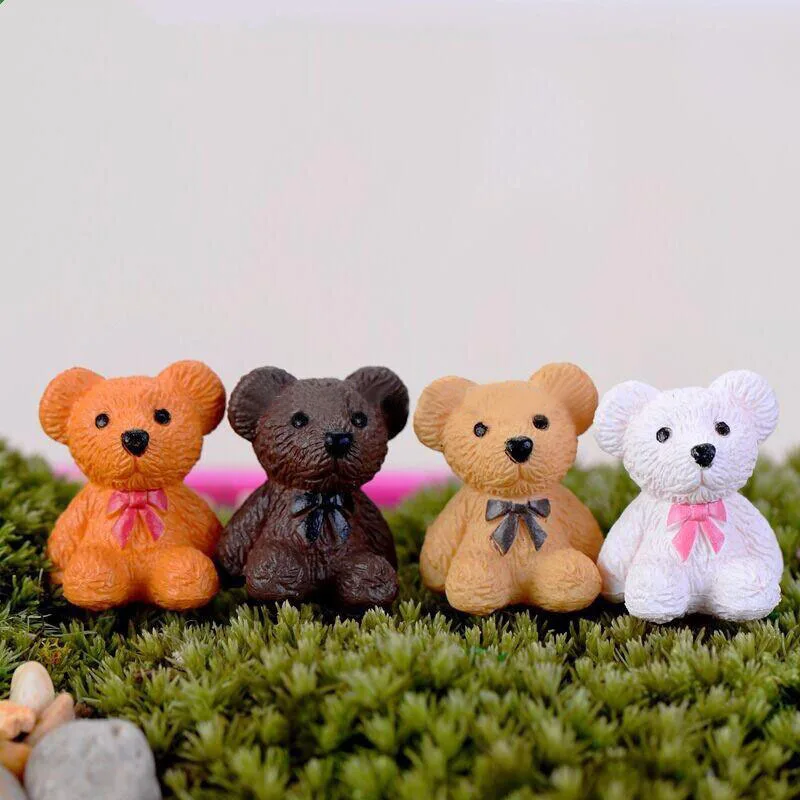 10Pcs Mini Resin Bear Doll Mill Garden Miniatures Gnome Moss Terrarium Decor Crafts Bonsai Home For Diy