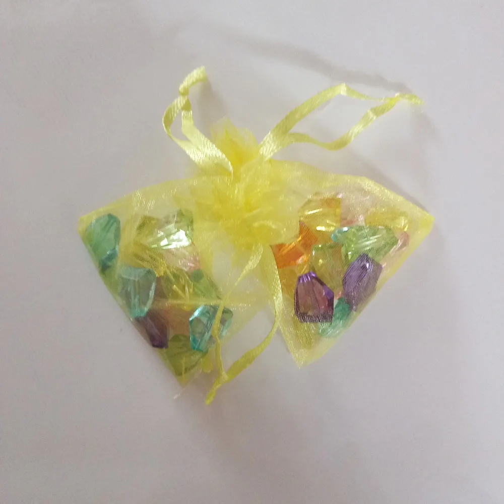 Yellow Organza Bag 100pcs Jewelry Packaging Display Jewelry Pouch Gift Bags Wedding Drawstring Bag Woman Gift Storage Bags