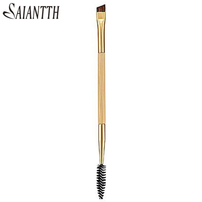 SAIANTTH – brosses à cils double tête avec poignée en bambou, tube en aluminium, crayon à sourcils, boucles, maquillage, beauté, 2 pièces