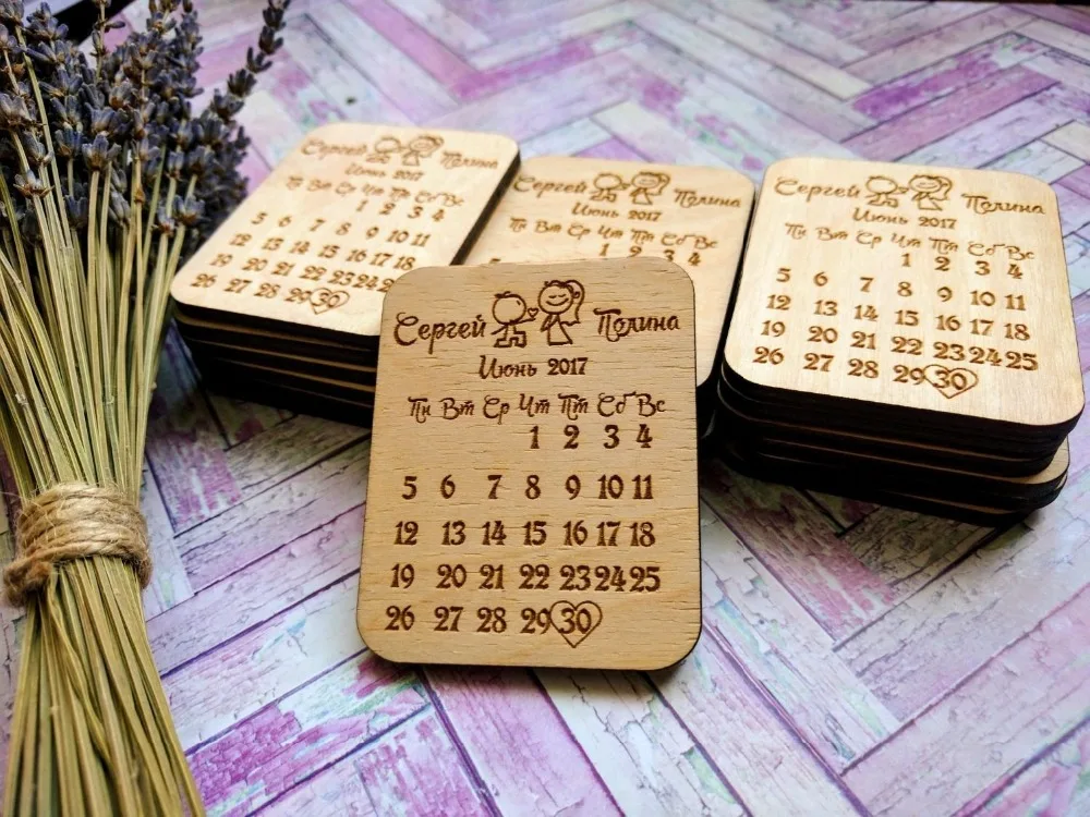 

Lovely Calendar Couples favor magnets set, Personalize invitations Save the Date,wedding gifts for guests,Wood Wedding Favors,