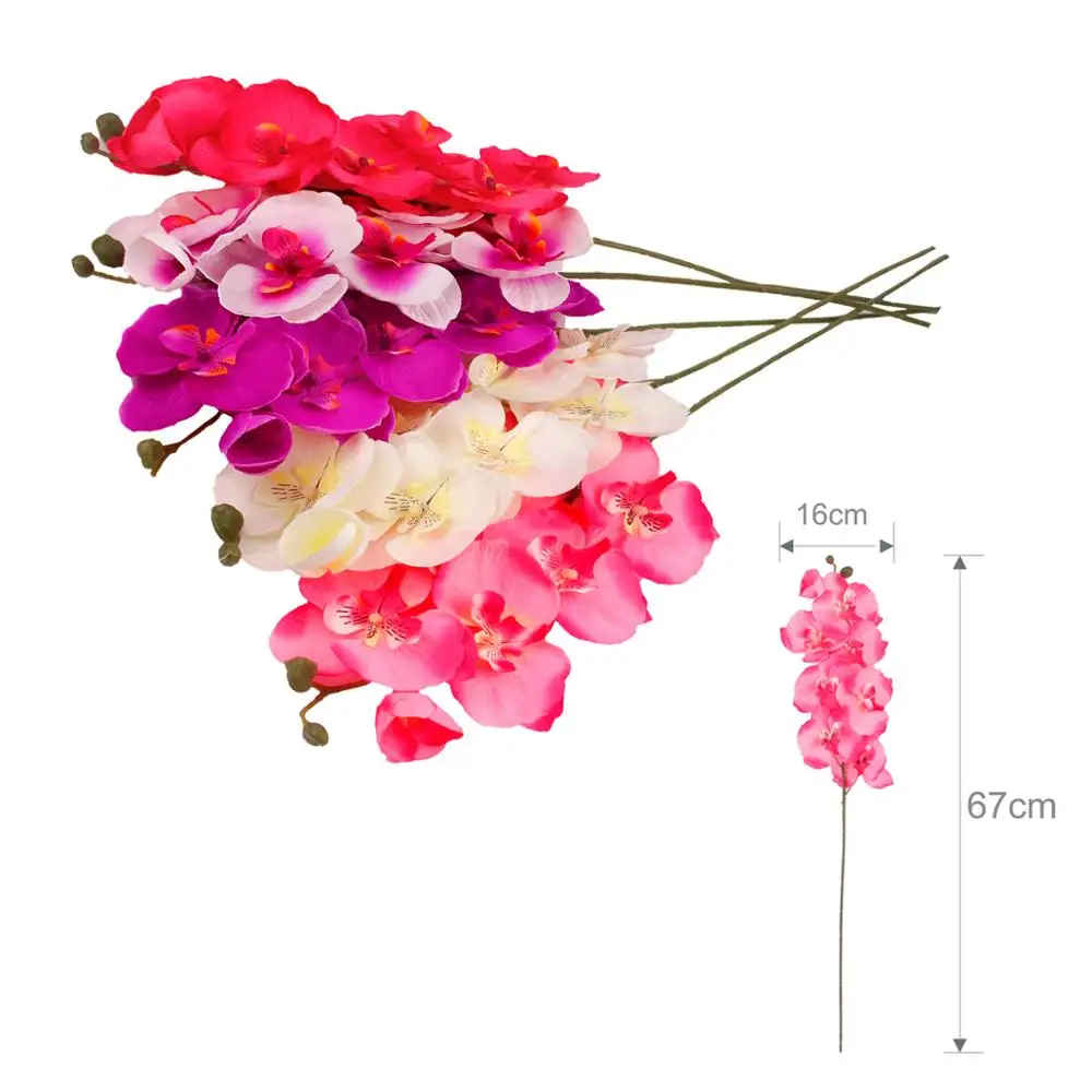 QIFU Artificial Flowers Real Touch Artificial Moth Orchid Butterfly Orchid for new House Home Wedding Festival Decoration