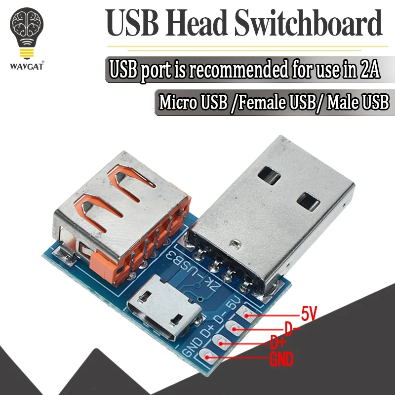 USB head Transition Board USB Male to female head to Turn microUSB to header 4P 2.54mm Direct-plug USB3