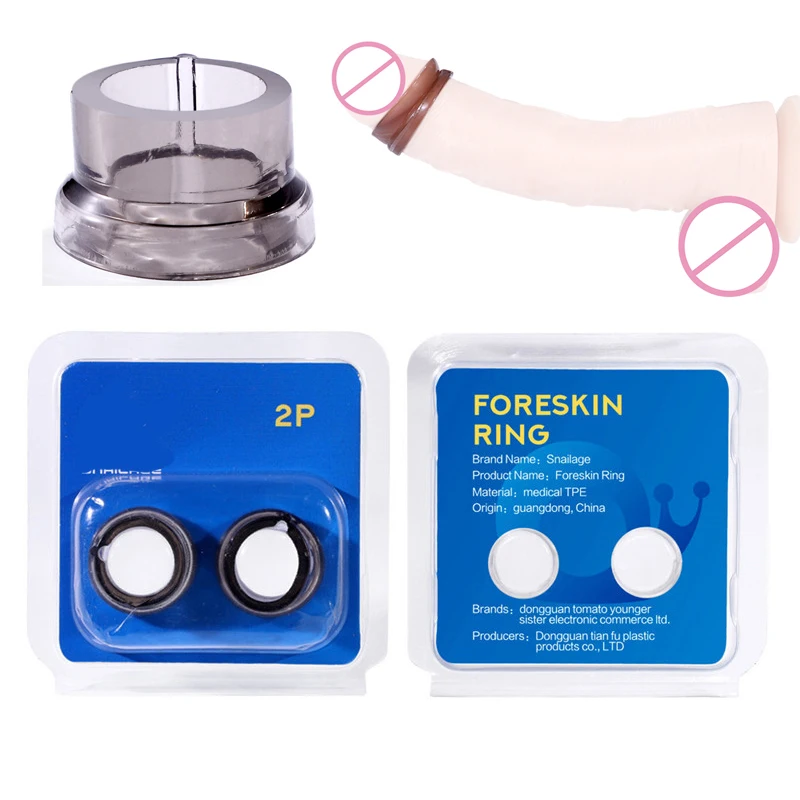 2pcs Male foreskin resistance complex ring Sex Time delay lock loop phimosis correction device penis ring for men foreskin ring