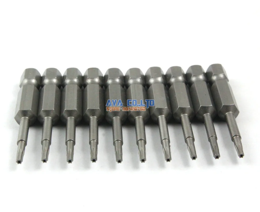 

10 Pieces Magnetic Security Torx Screwdriver Bit S2 Steel 1/4" Hex Shank 50mm Long T7 Tip (50mm x T7)