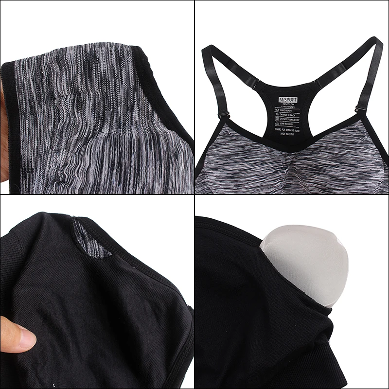 Delle donne di Sport di Yoga Del Reggiseno traspirante quick dry Top Antiurto Croce Torna Push-Up di fitness Reggiseno attivo Palestra Corsa E