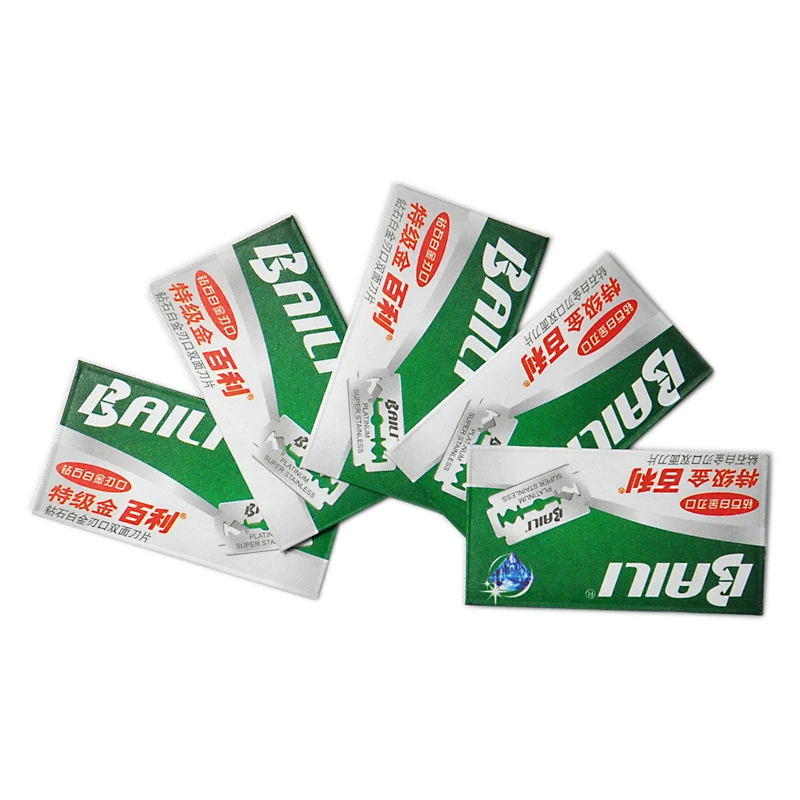 BAILI 100 PCs Safety Razor Blades Double Edge Platinum Coating Stainless Steel Blades Mens Razor Replacement Blades US Made