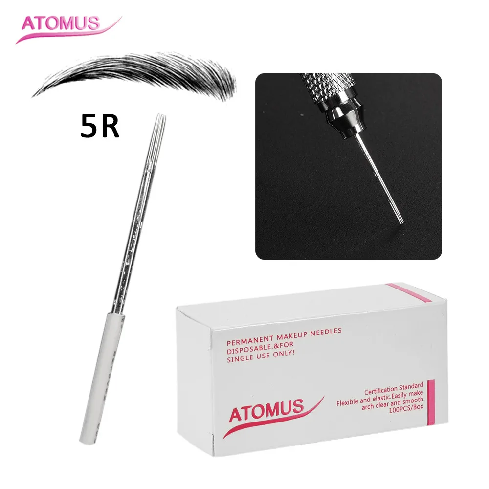 

100pcs 5R Microblading Needles Laminas Para Tebori Micro Needling Needles Eyebrow Embroidery Ahujas De Micro Microshading