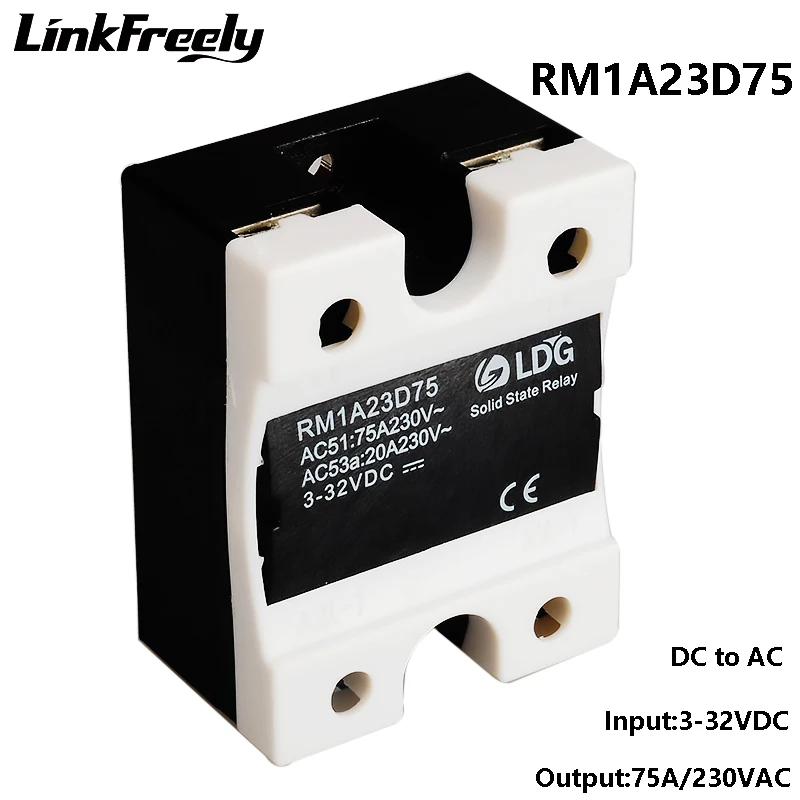 RM1A23D75 2SCR SMD DC AC Solid State Relay 75A 220V,Output: 24-280VAC Input:  3.3V 5V 12V 24V DC SSR Voltage Relay Switch Board