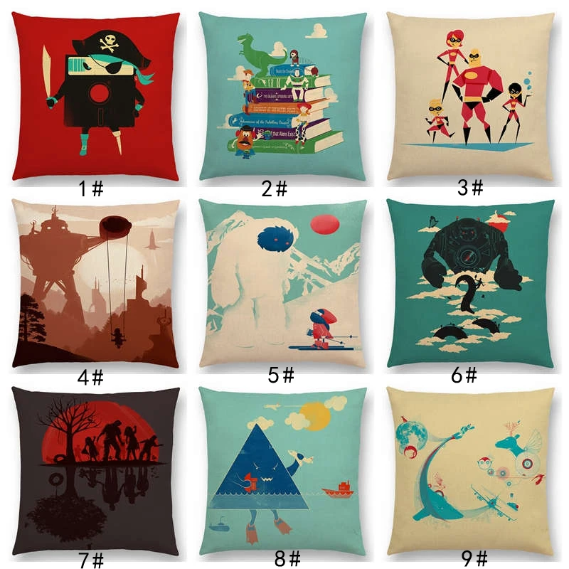 Latest Interesting Magical Cartoon World Pirate Huge Robot Snow Monster Cushion Cover Car Home Decor Sofa Throw Pillow Case