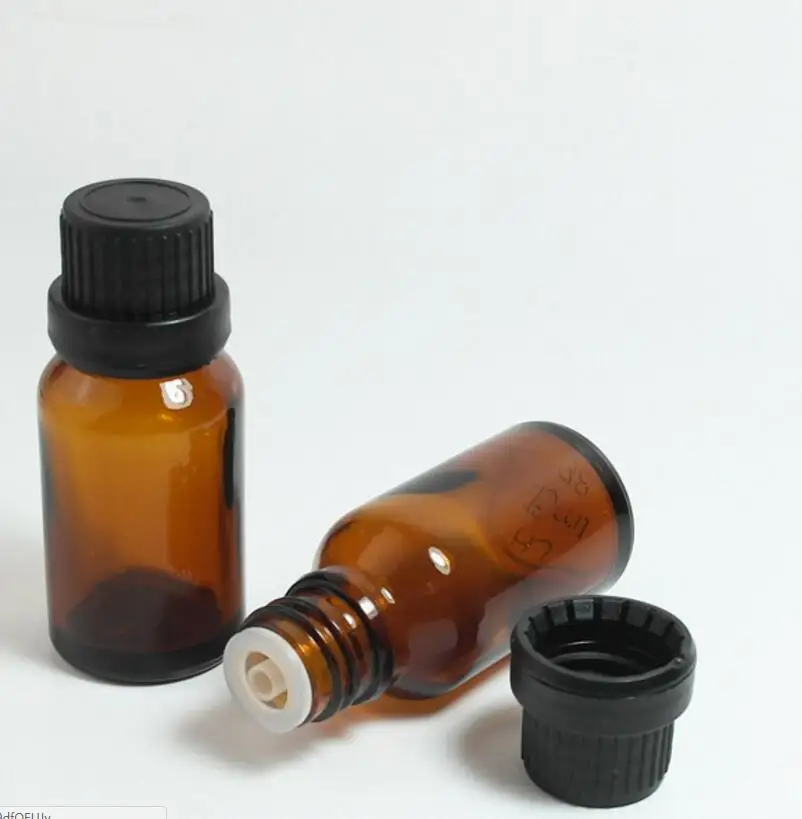 200pcs/lot 15ml amber glass bottle with reducer dropper and tamper evident lid, amber essential oil bottle lin3606