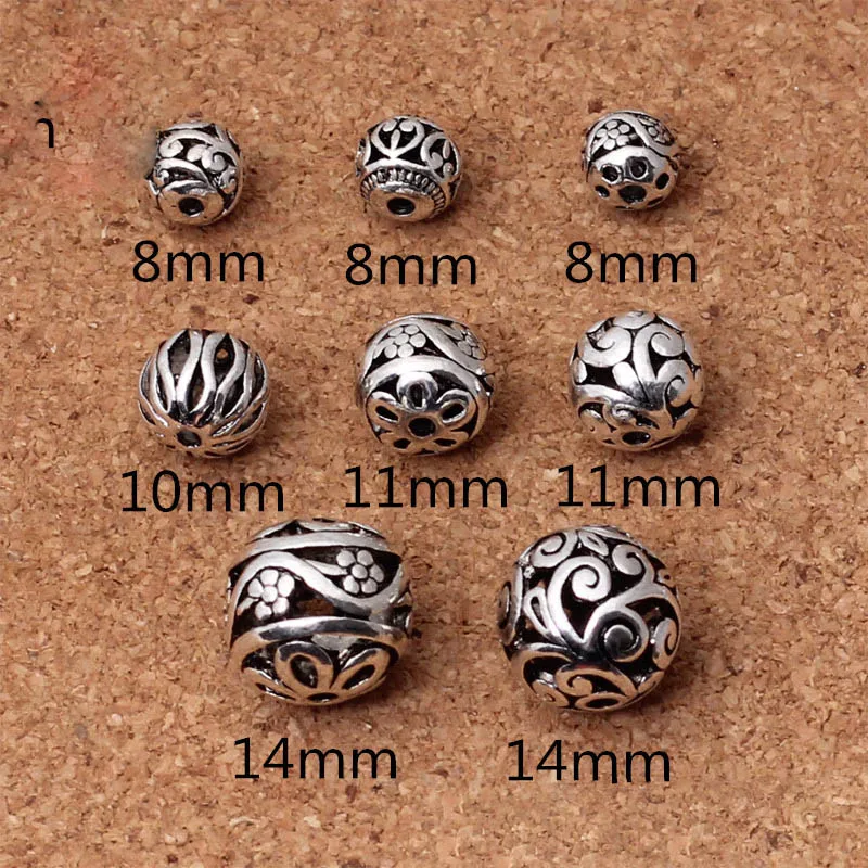 10pcs/lot Handcraft Tibetan Silver Hollow Spacer Beads Flower Heart Designer Zinc Alloy Metal Beads DIY Bracelets Jewelry Make