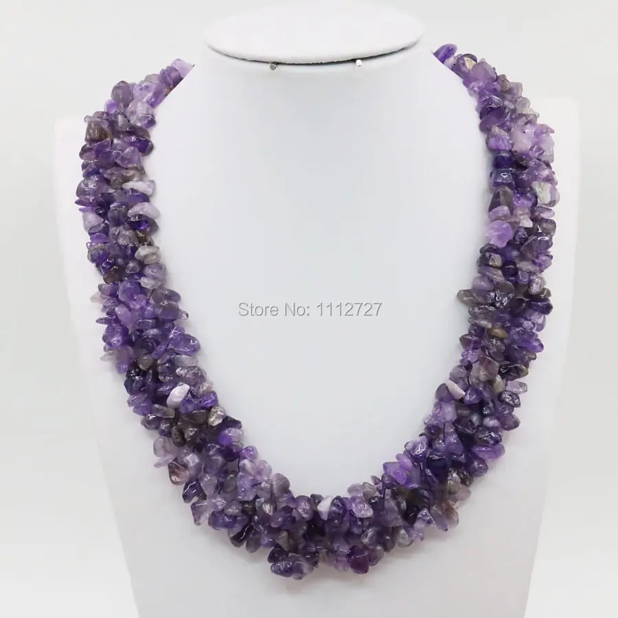 

Irregular Purple Agates Onyx Beads 3Rows Necklace Chain Jewelry Party Gift 18inch Lucky Semi Finished Stones Accessories Fitting